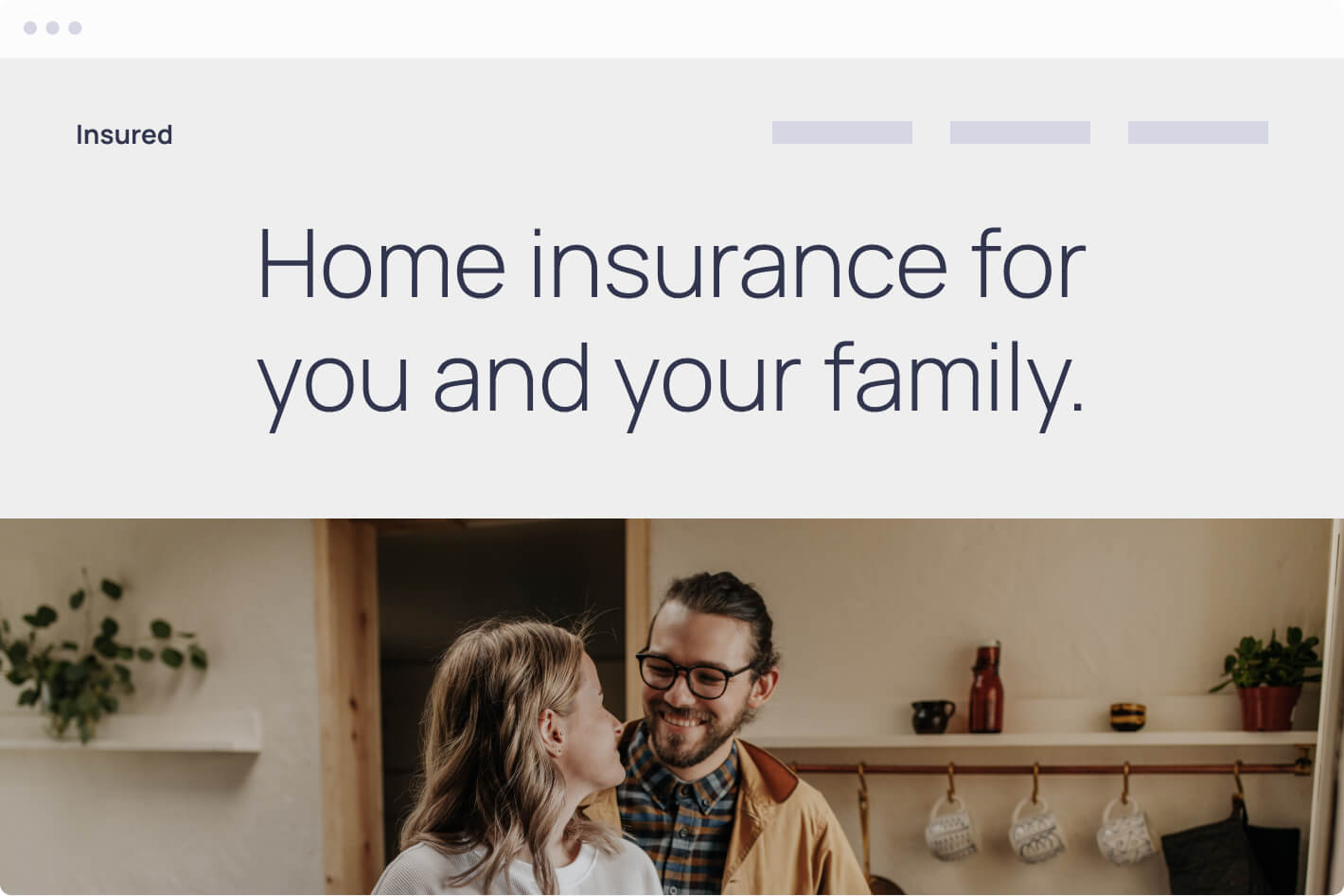 Browser mockup of an insurance company website